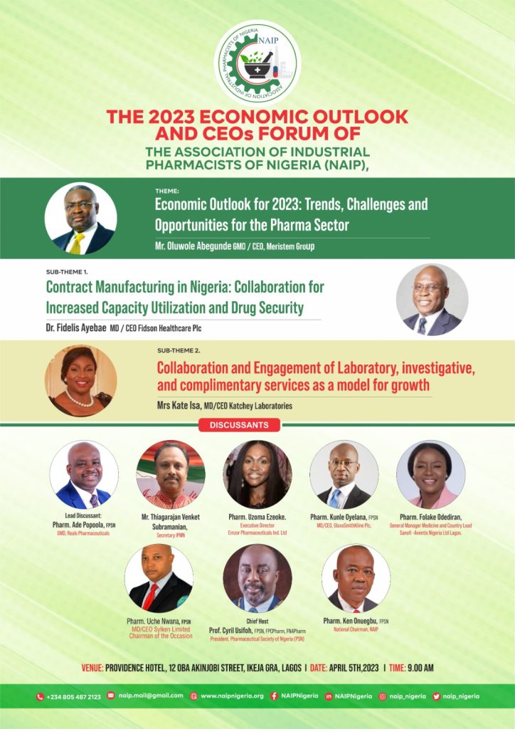 The 2023 economic outlook and CEO'S forum of the national association of industrial pharmacist of Nigeria ( NAIP)
